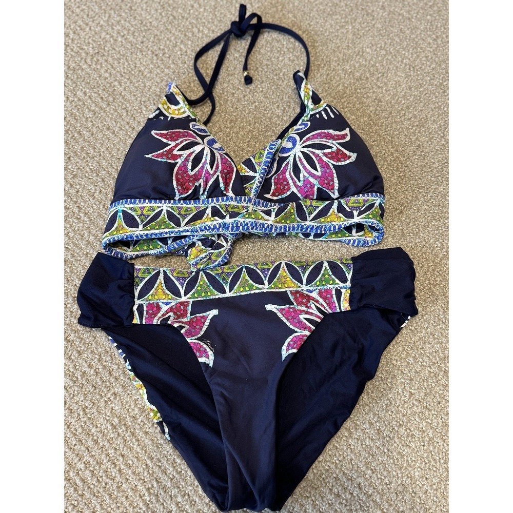 Trina Turk Sz 8 Lotus Batik Halter Top & Shirred Side Bottom